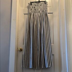 Striped Grey and White Women's Strapless Dress